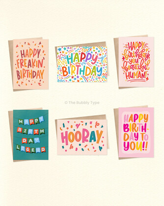 Birthday Cards – 6 Pack Greeting Cards