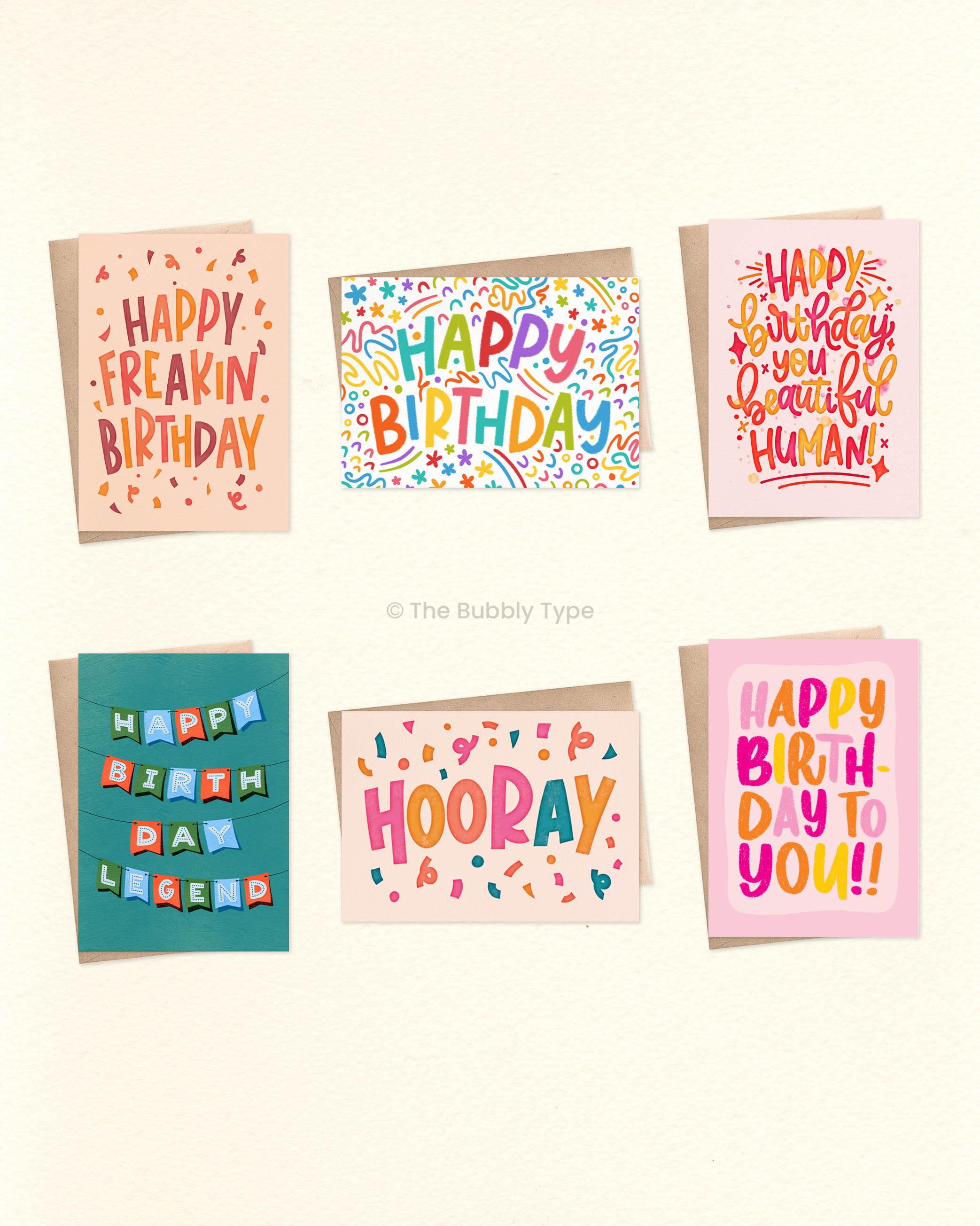 Birthday Cards – 6 Pack Greeting Cards