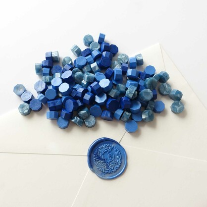 Mixed Blue Frost Azure Marine Blue 100pcs sealing wax beads