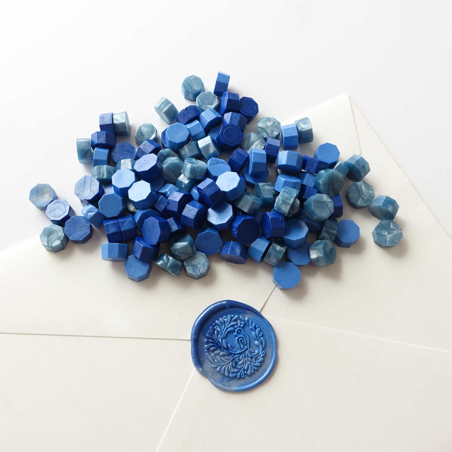 Mixed Blue Frost Azure Marine Blue 100pcs sealing wax beads