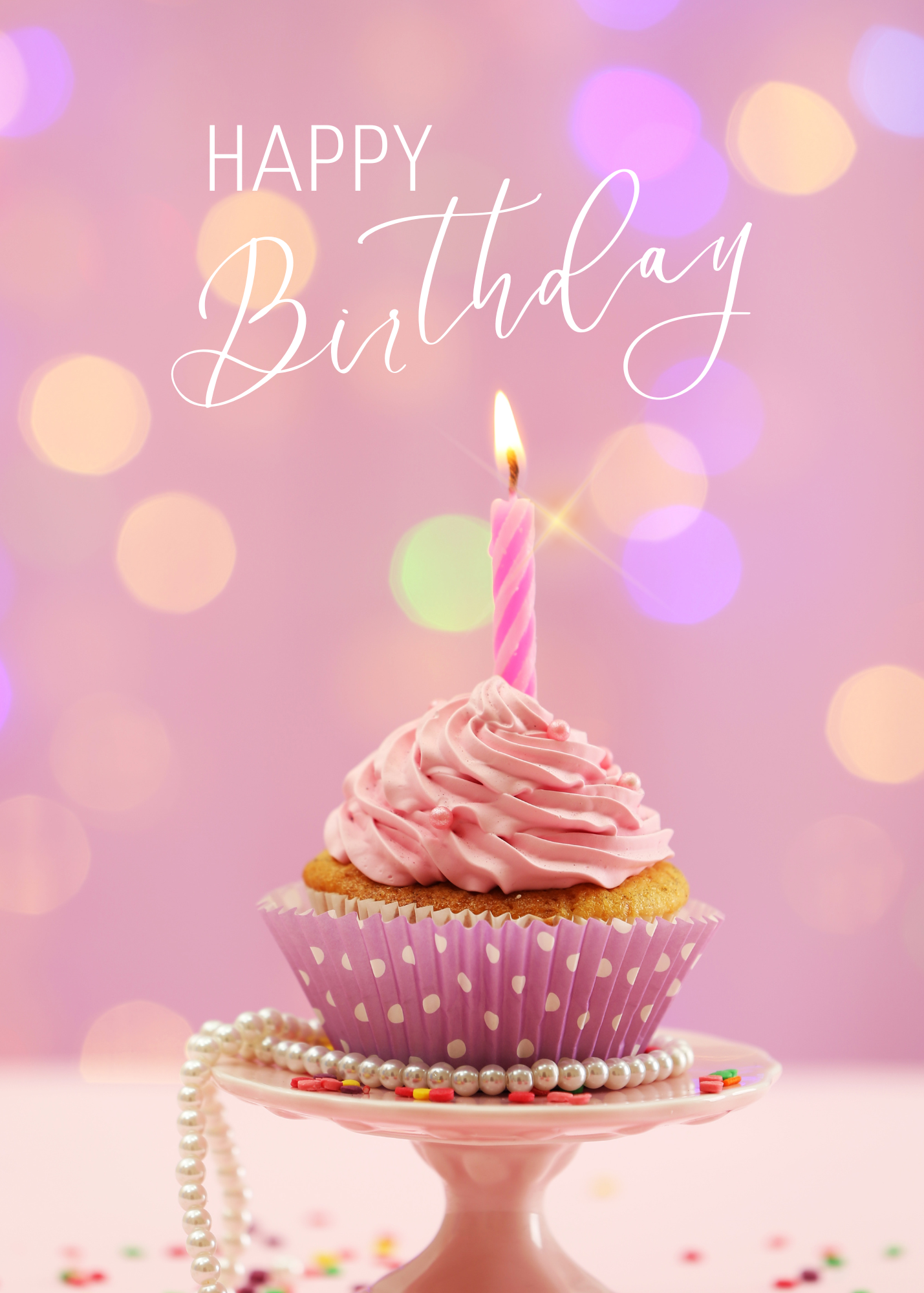 Pink Cupcake Happy Birthday