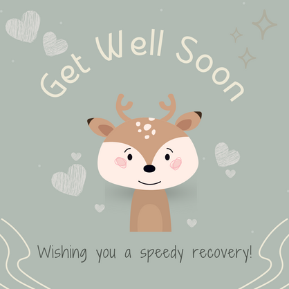 Green Deer Get Well Soon Card