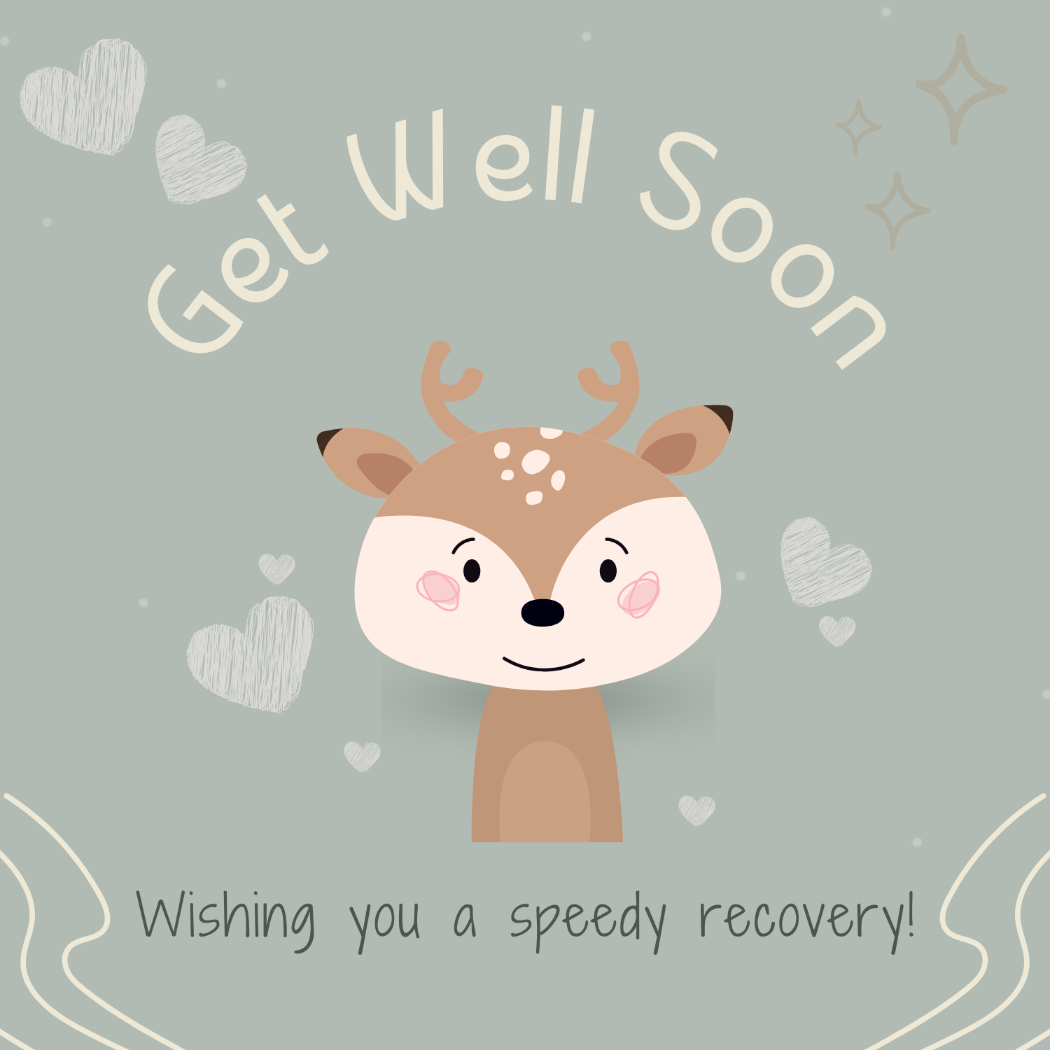 Green Deer Get Well Soon Card