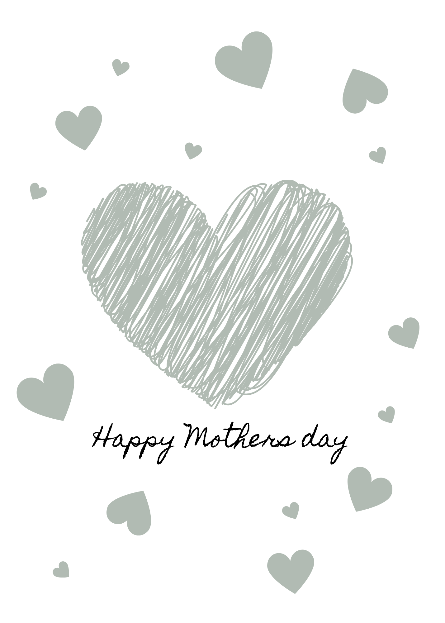 Green Hearts Mothers Day Card