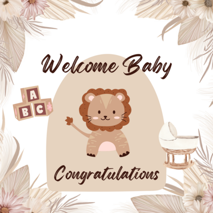 Welcome Baby- Lion Card