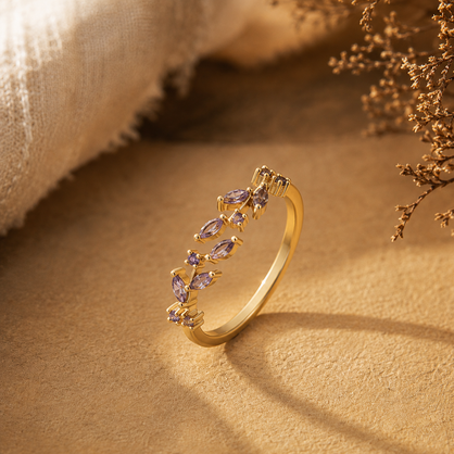Adeline leaf ring (purple)