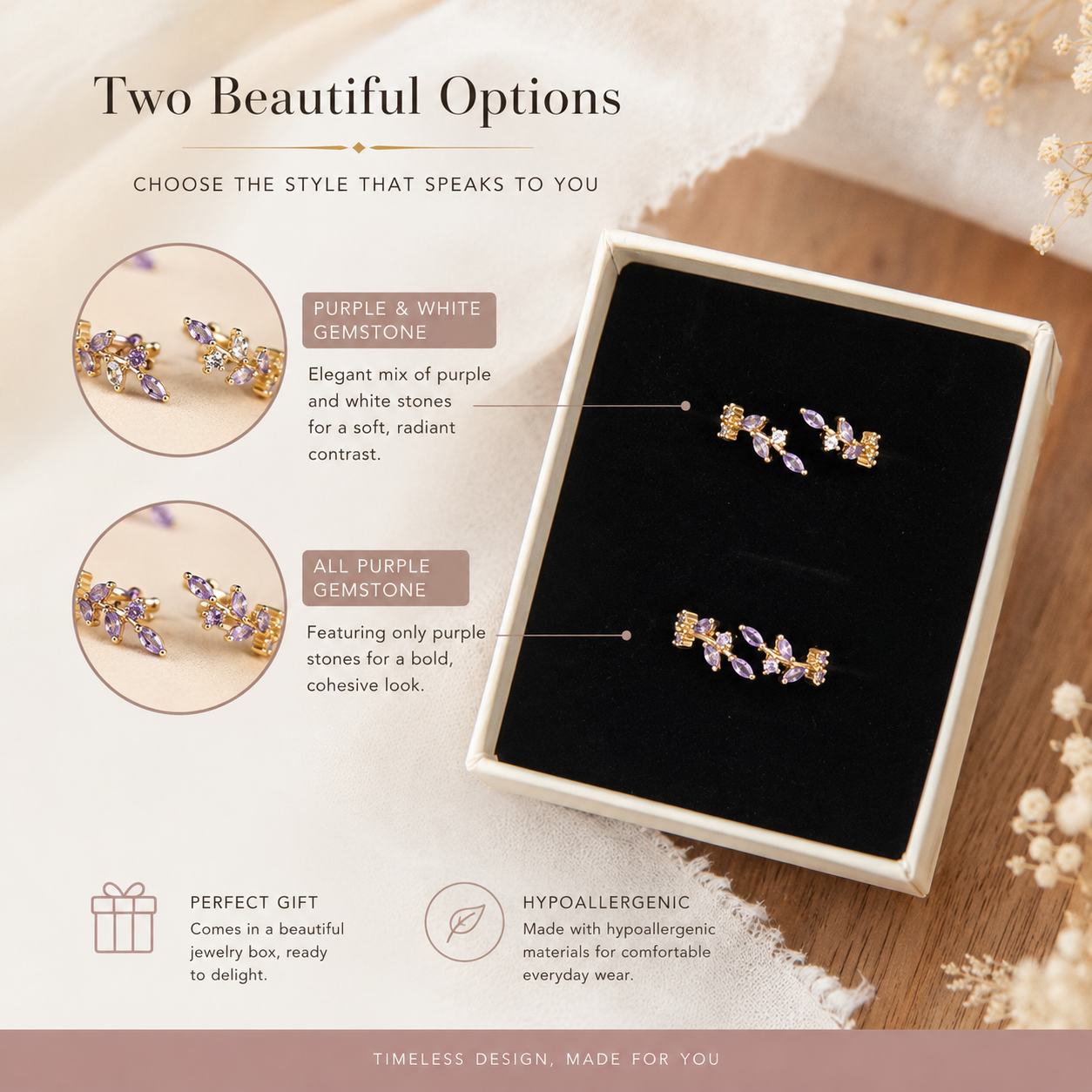 Adeline leaf ring (purple)