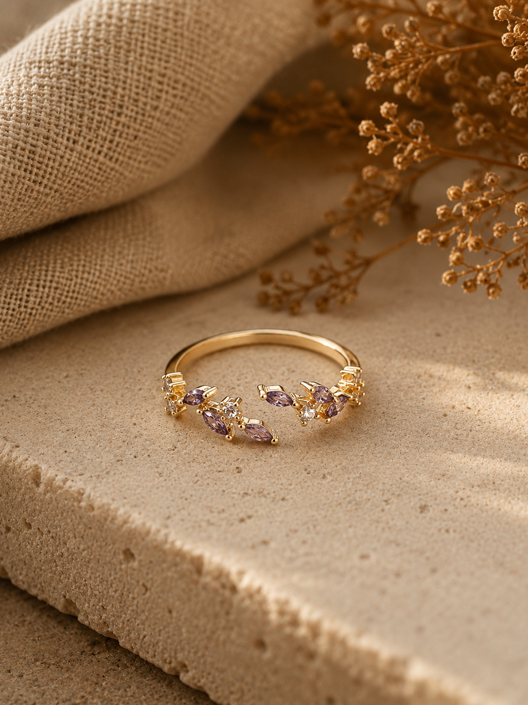 Adeline leaf ring (purple)