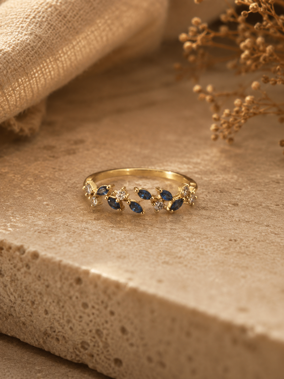 Adeline leaf ring (blue)