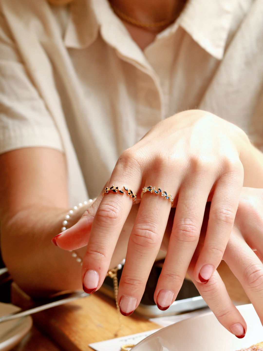 Adeline leaf ring (blue)