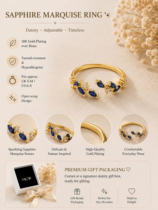 Adeline leaf ring (blue)