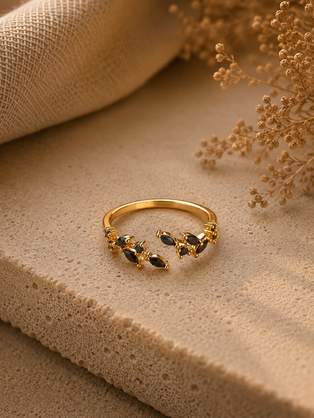 Adeline leaf ring (black)