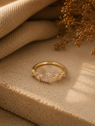 Adeline leaf ring (pink)