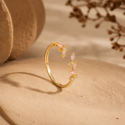 Adeline leaf ring (pink)