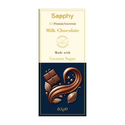 Sapphy Premium Milk Chocolate – 80g | Made with Coconut Sugar