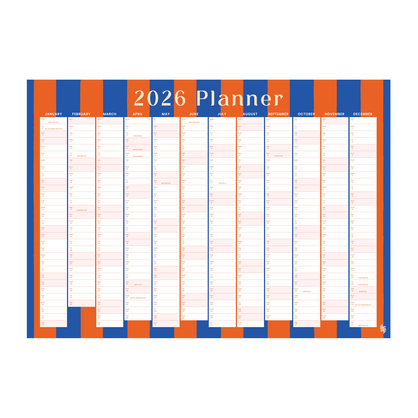 Iko Iko 2026 Wall Planner Bold Stripe Blue and Orange