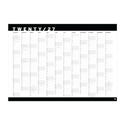 Iko Iko Wall Planner 2027 Black and White