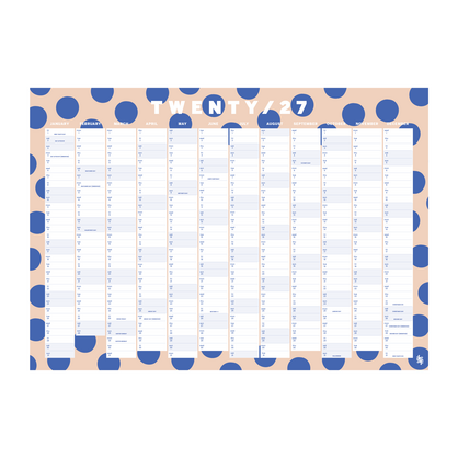 Iko Iko Wall Planner 2027 Blue Cream Spots