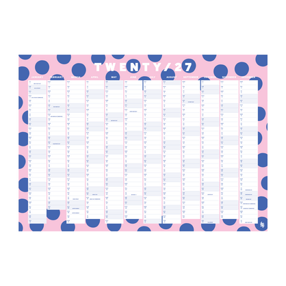 Iko Iko Wall Planner 2027 Blue Pink Spots