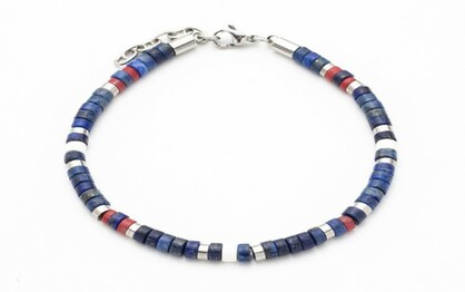 Savage - Multi Coloured Semi-Precious Stone & Stainless Steel Disc Bracelet