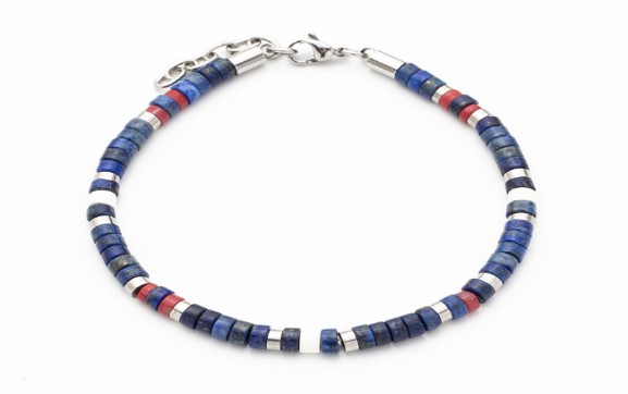 Savage - Multi Coloured Semi-Precious Stone & Stainless Steel Disc Bracelet