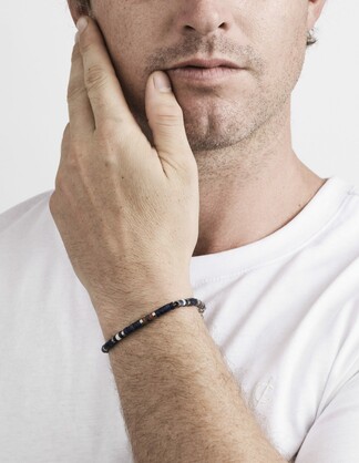 Savage - Multi Coloured Semi-Precious Stone & Stainless Steel Disc Bracelet