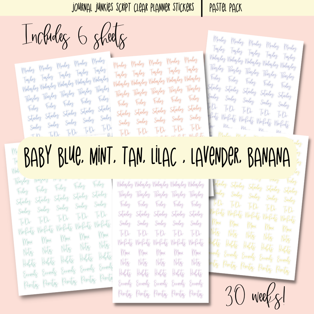 Wholesale Basic Planner Stickers Pack | Journal Junkies Script ...