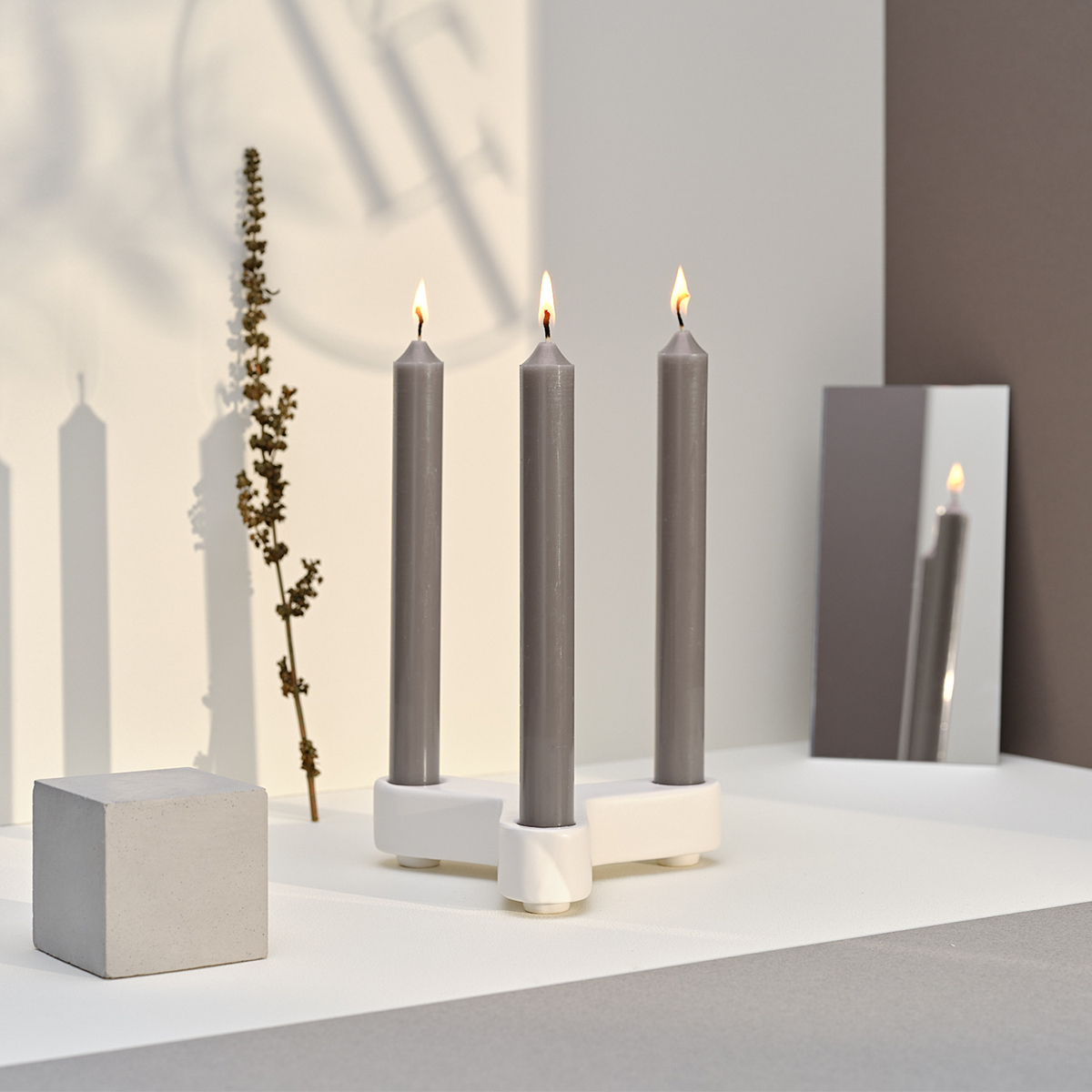 Dinner Candle 20cm Grey