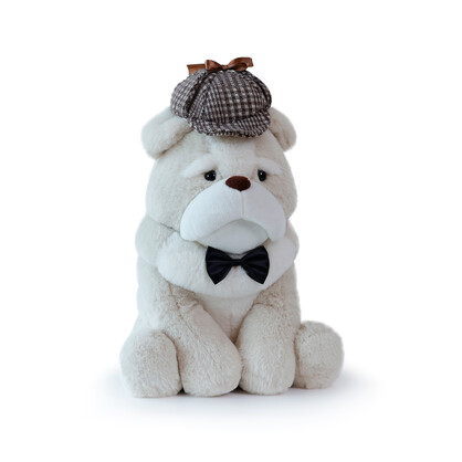 Boris Bulldog with Hat Soft Toy (Vegan Angora) 10"/ 26cm