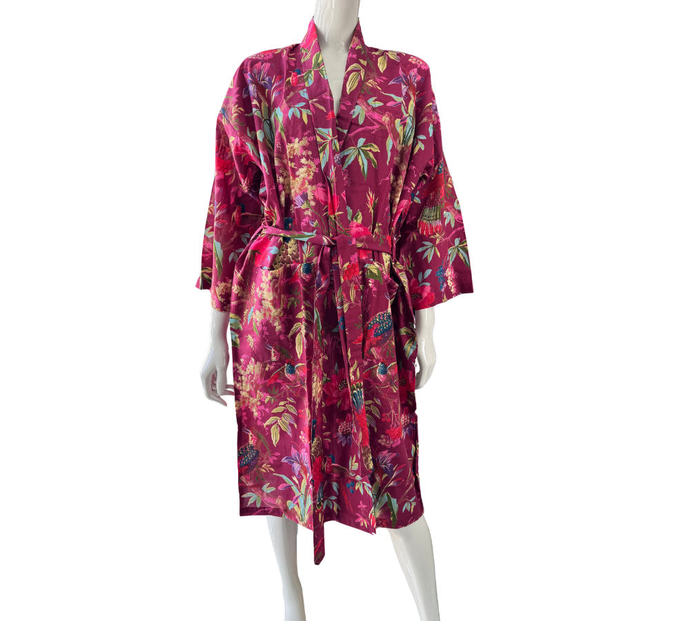 Paradise Kimono Robe Burgundy