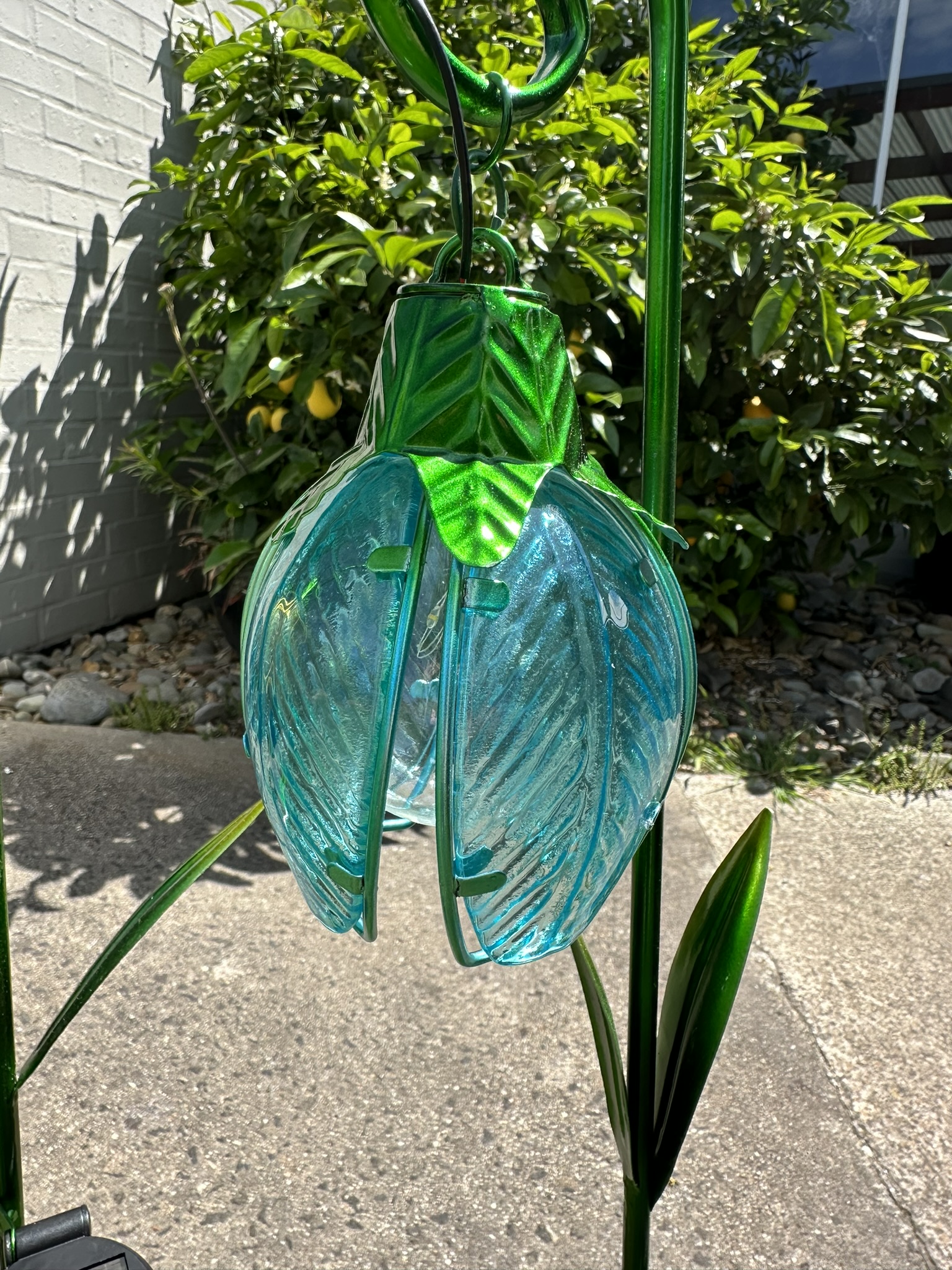 Set of 2 Hanging Glass Flower Solar Light