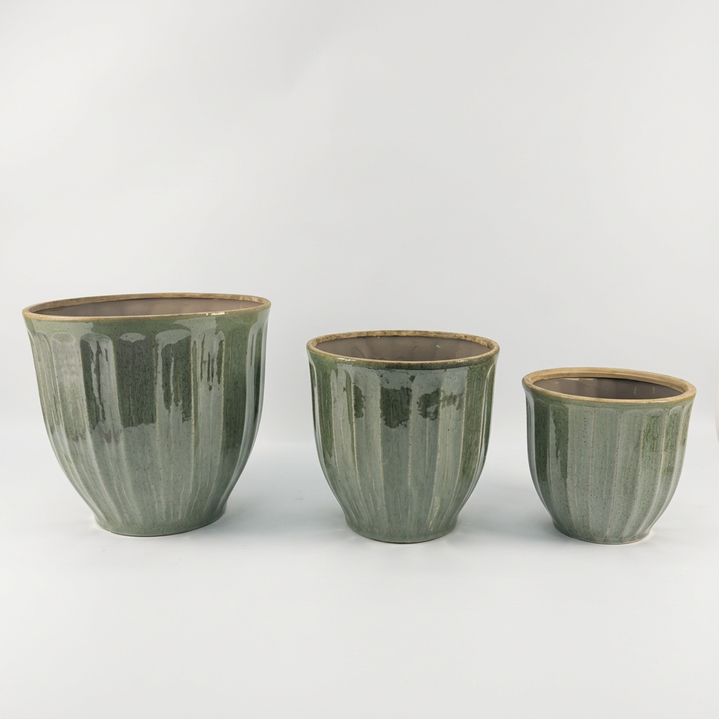 Set of 3 Large Green Planters (MOQ 2 Sets)