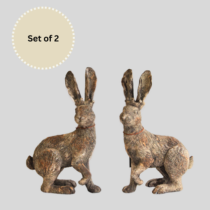 Set of 2 Rustic Hares