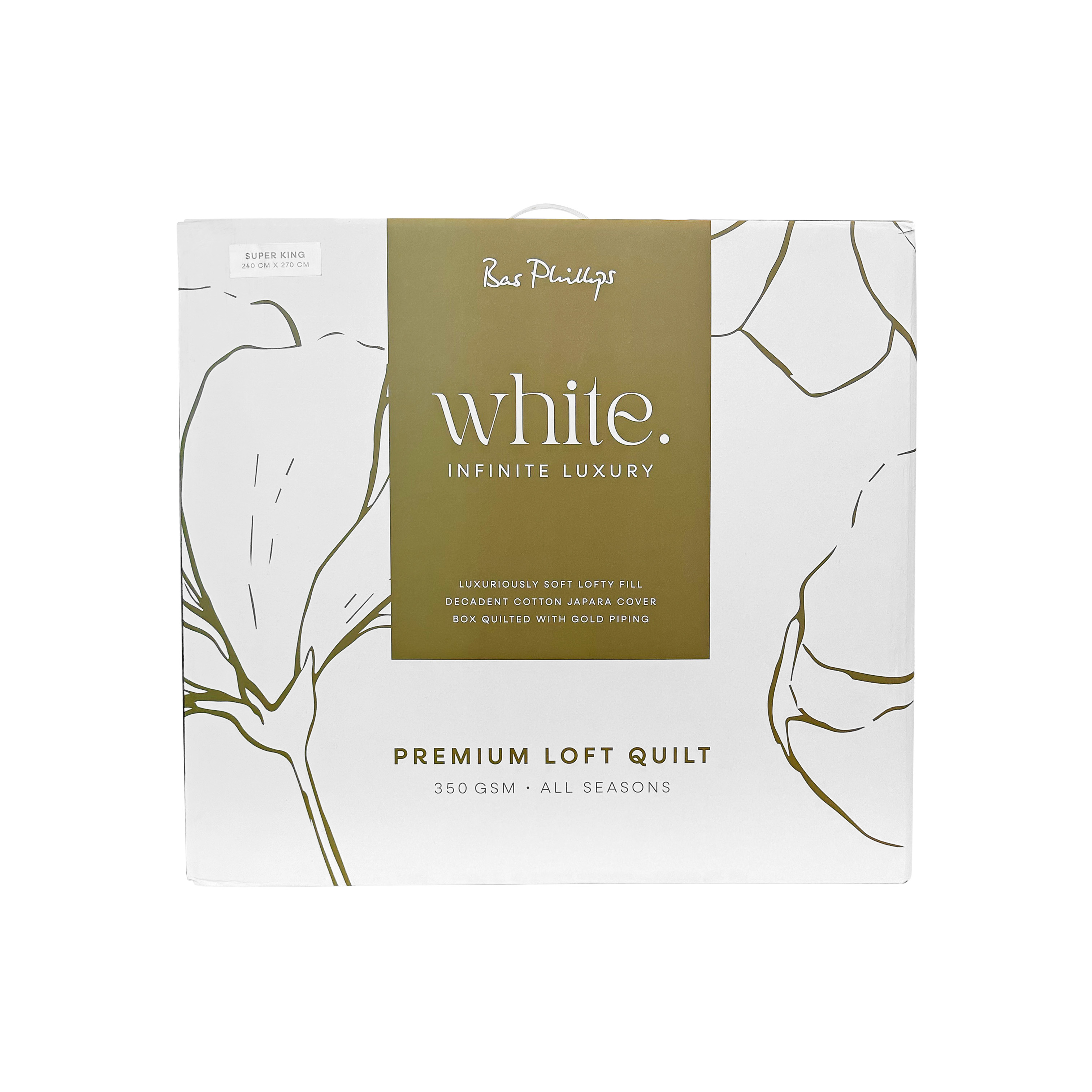 White. Premium Loft Quilt 350gsm  - Bas Phillips
