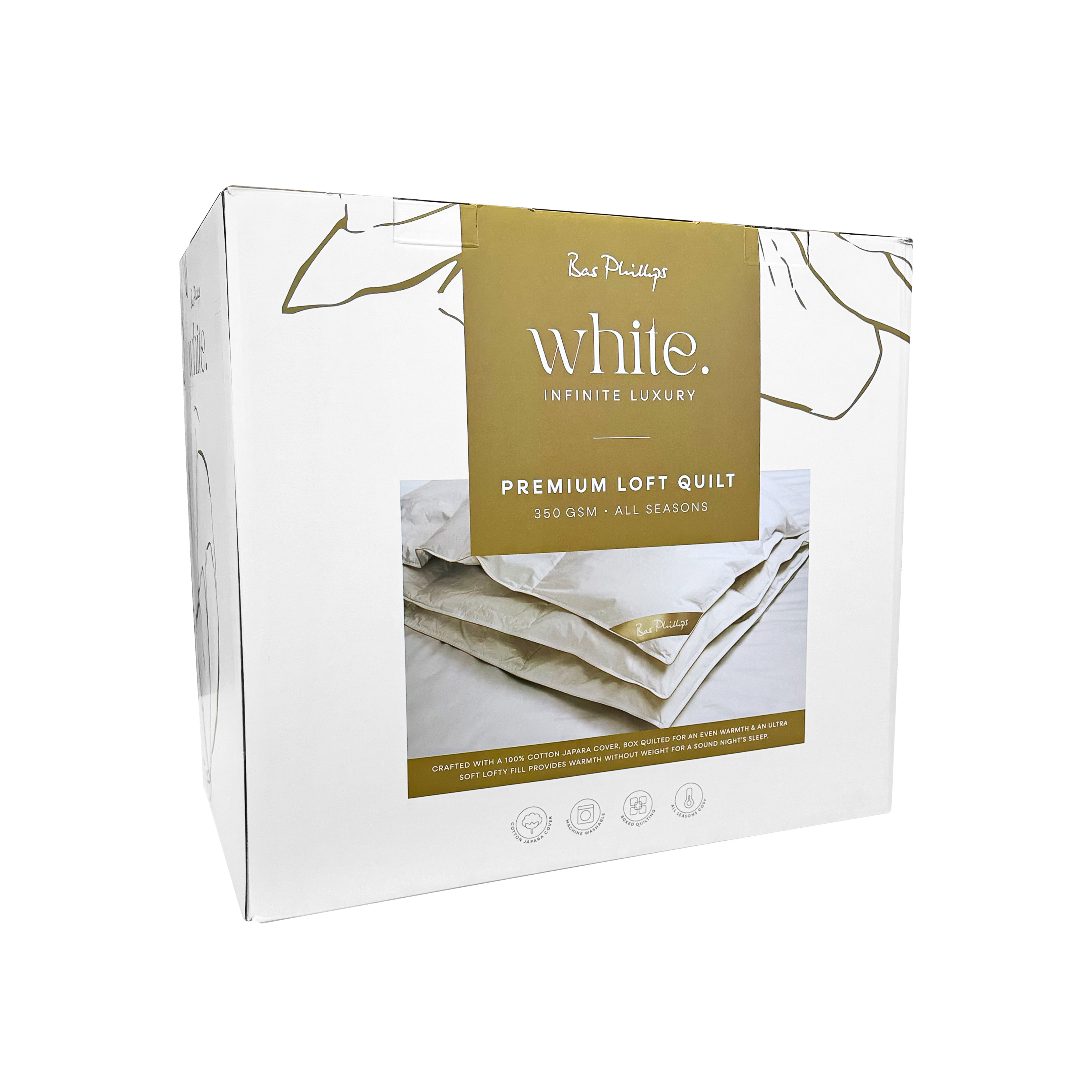 White. Premium Loft Quilt 350gsm  - Bas Phillips