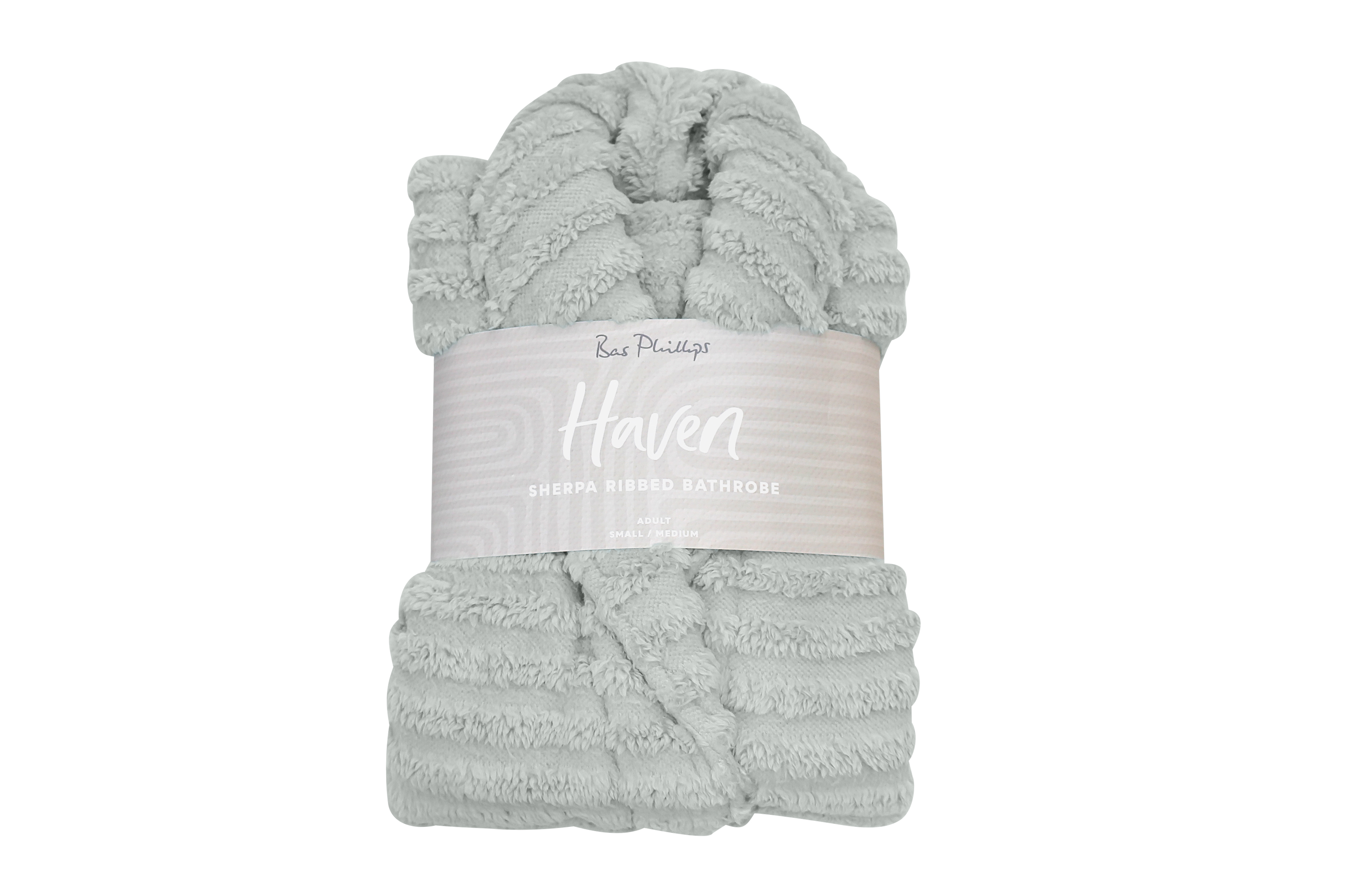 Haven Sherpa Ribbed Bathrobe - Silver - Bas Phillips