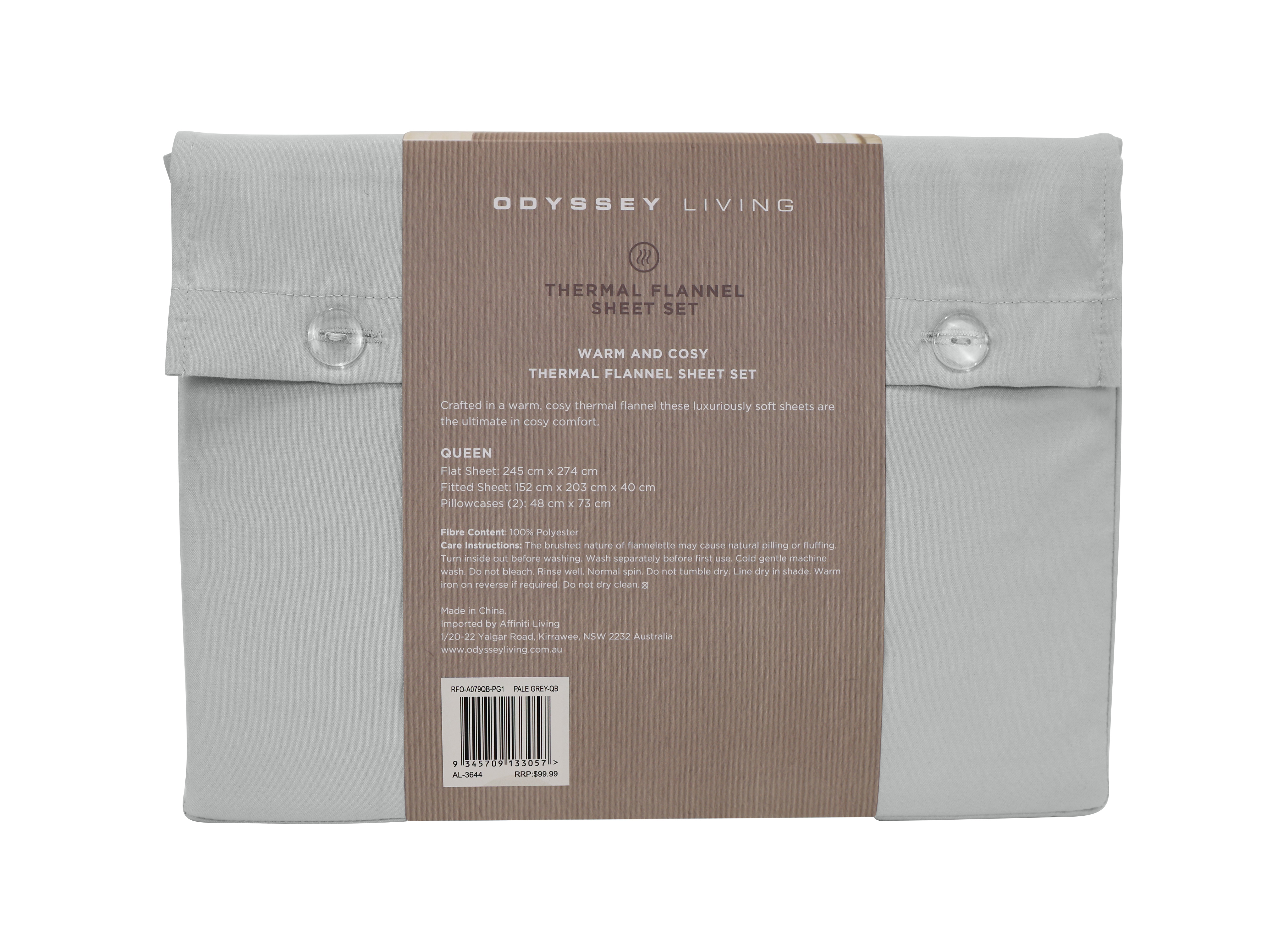 Thermal Flannel Sheet Set - Pale Grey - Odyssey