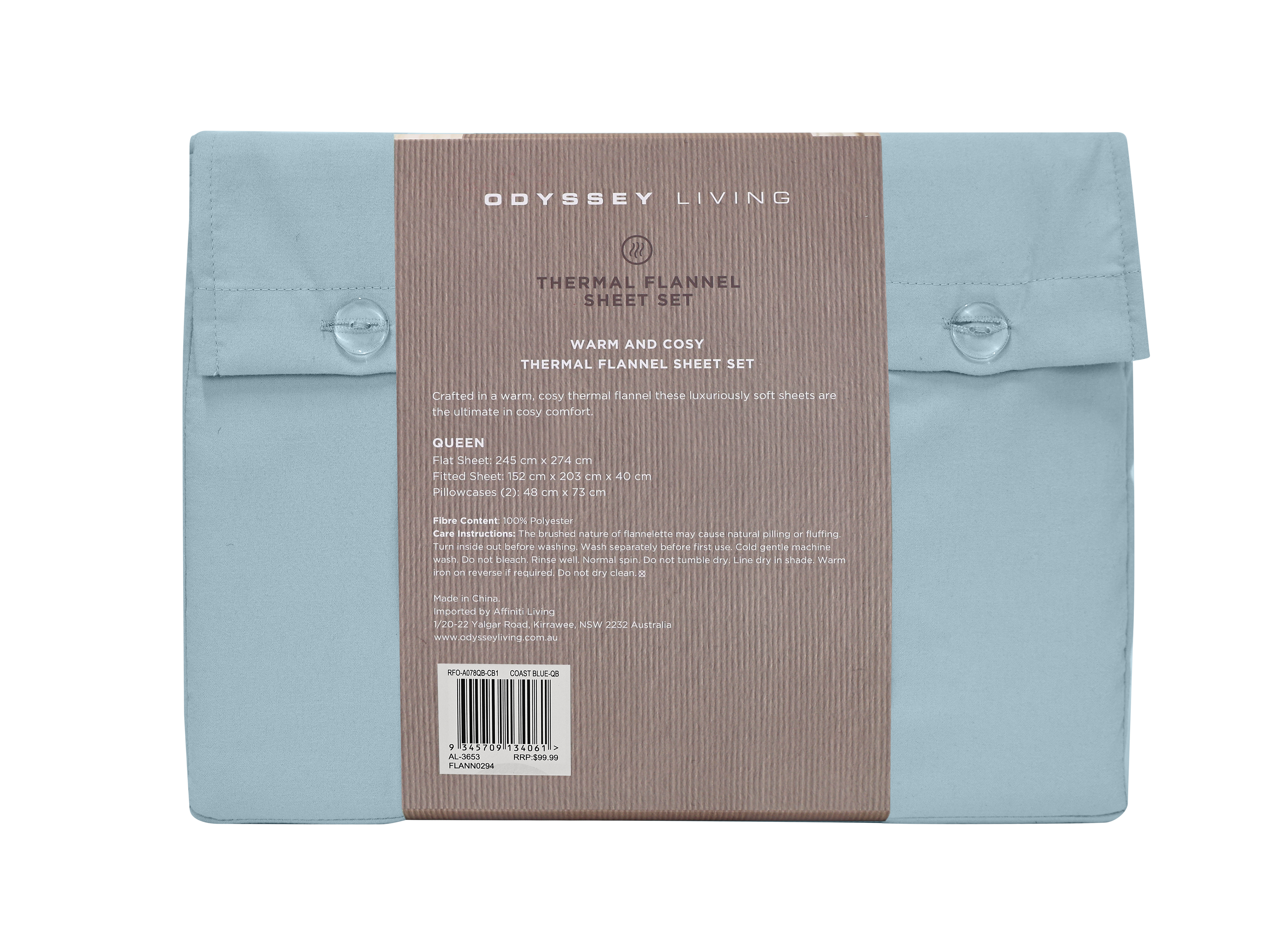 Thermal Flannel Sheet Set - Coast Blue - Odyssey