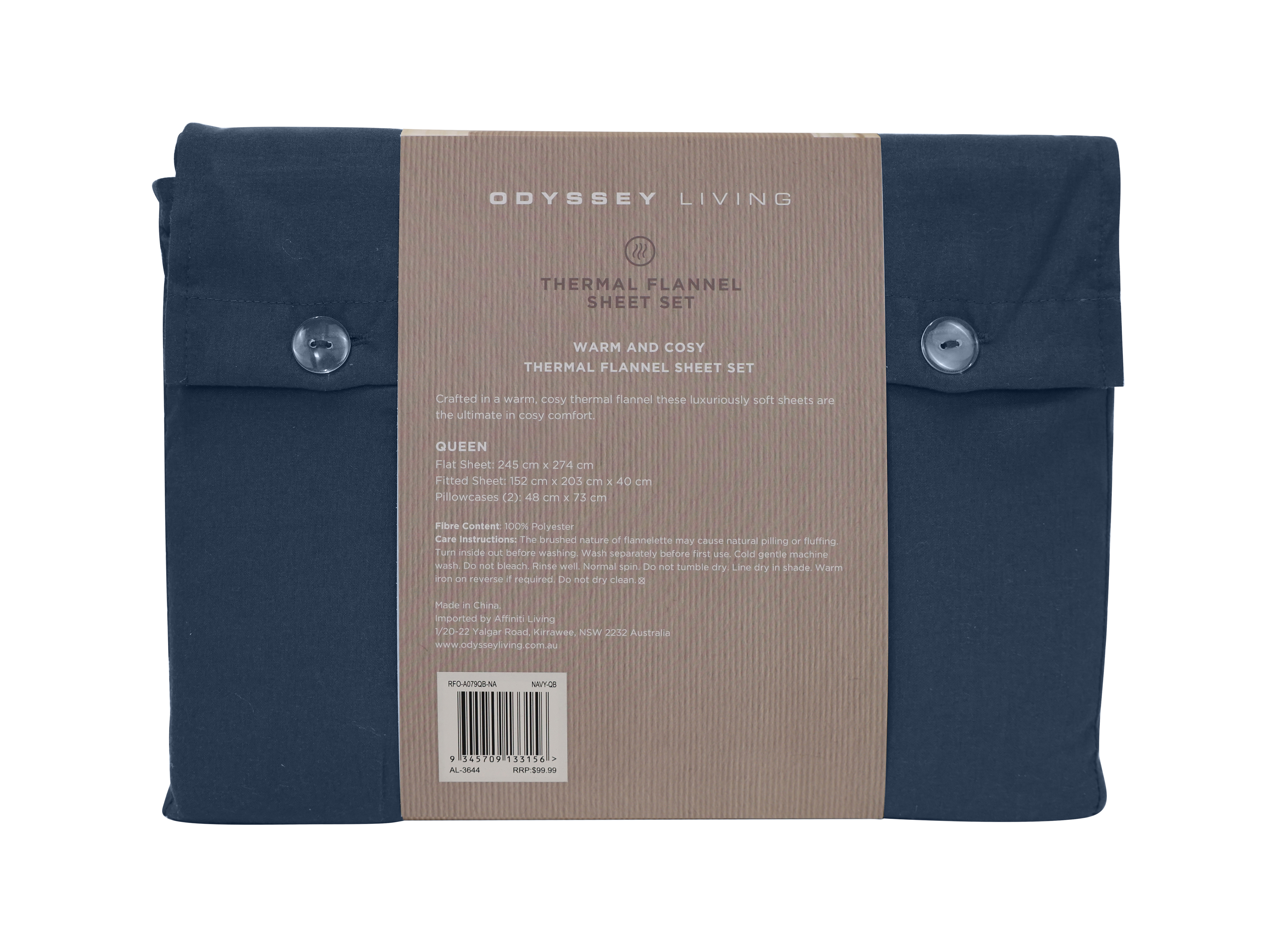 Thermal Flannel Sheet Set - Navy - Odyssey