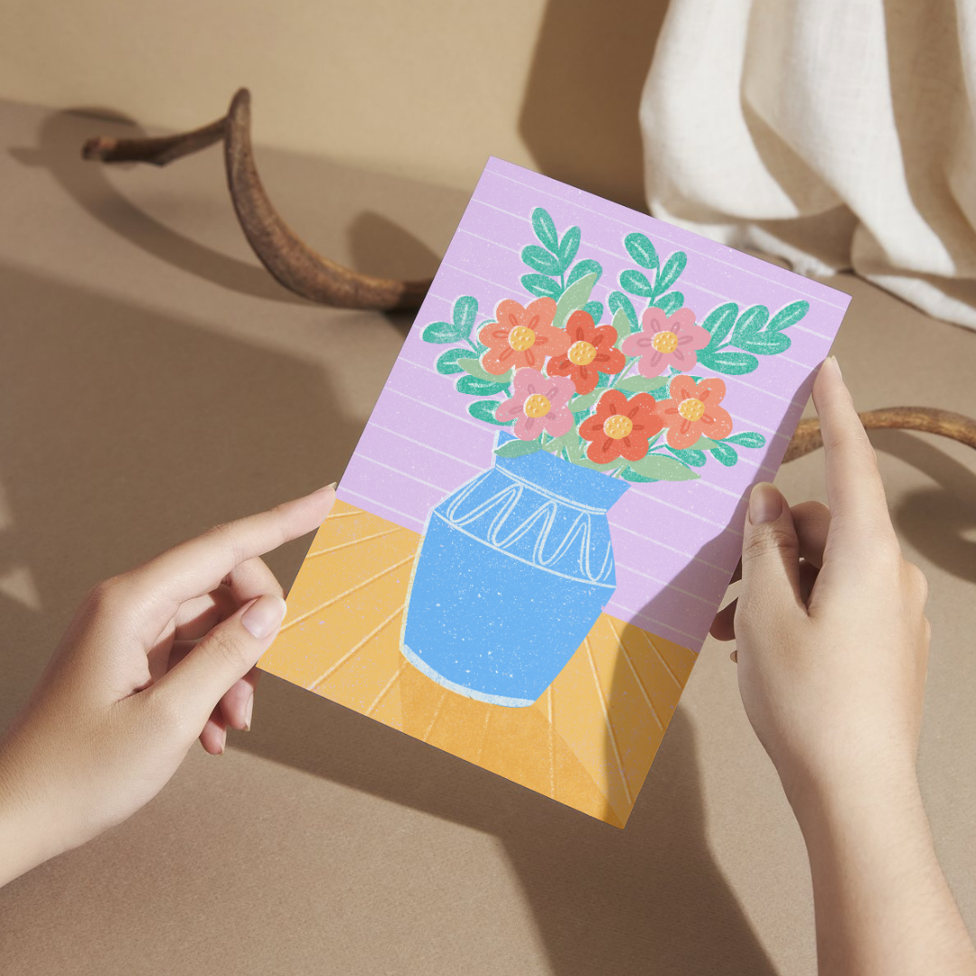 Vibrant Vase Greeting Card