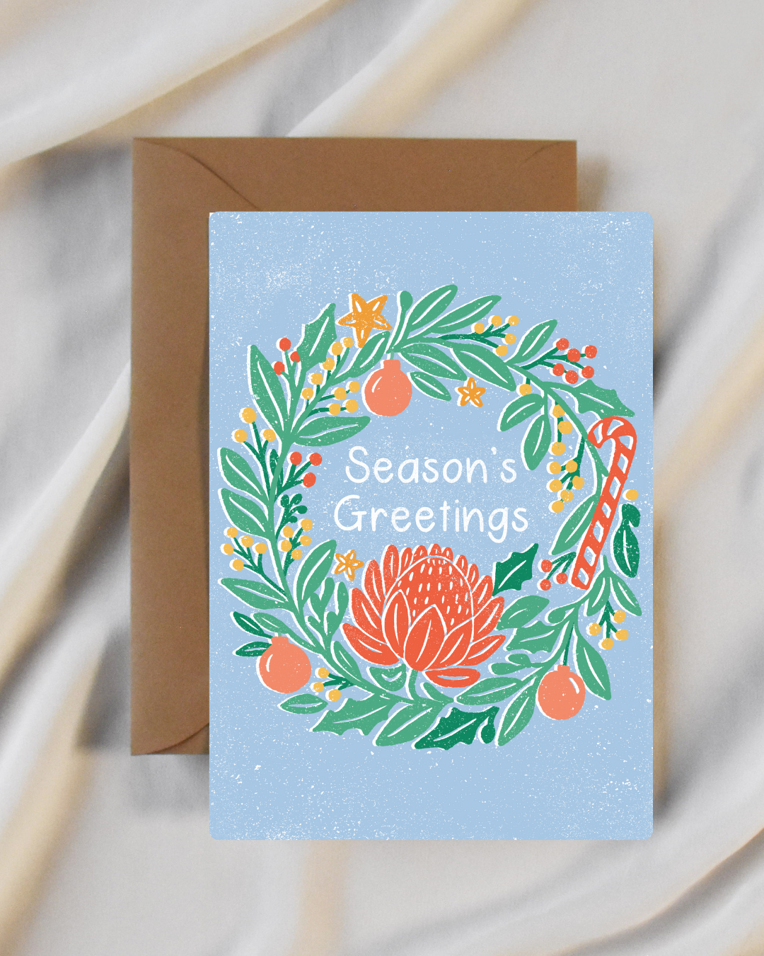 Banksia Wreath Christmas Card