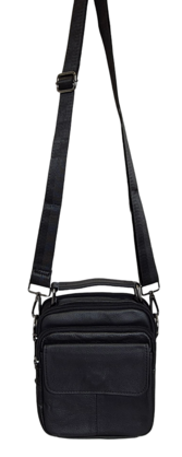 Leather Messenger Bag 6575-C Black