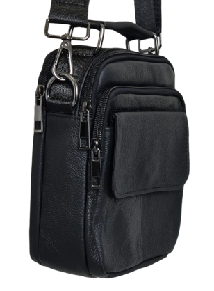Leather Messenger Bag 6575-C Black