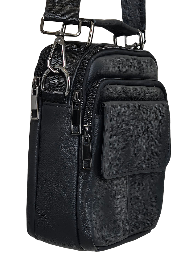 Leather Messenger Bag 6575-C Black