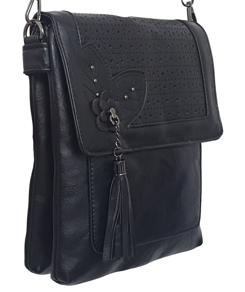 Midnight Leaf Crossbody Bag 1310-B Black