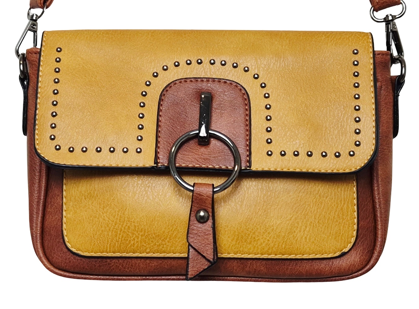 Modern Crossbody Bag 7380-F Brown Yellow
