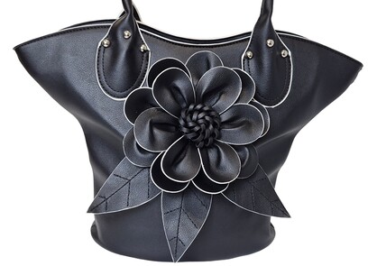 Elegant Flower Handbag 1030-B Black