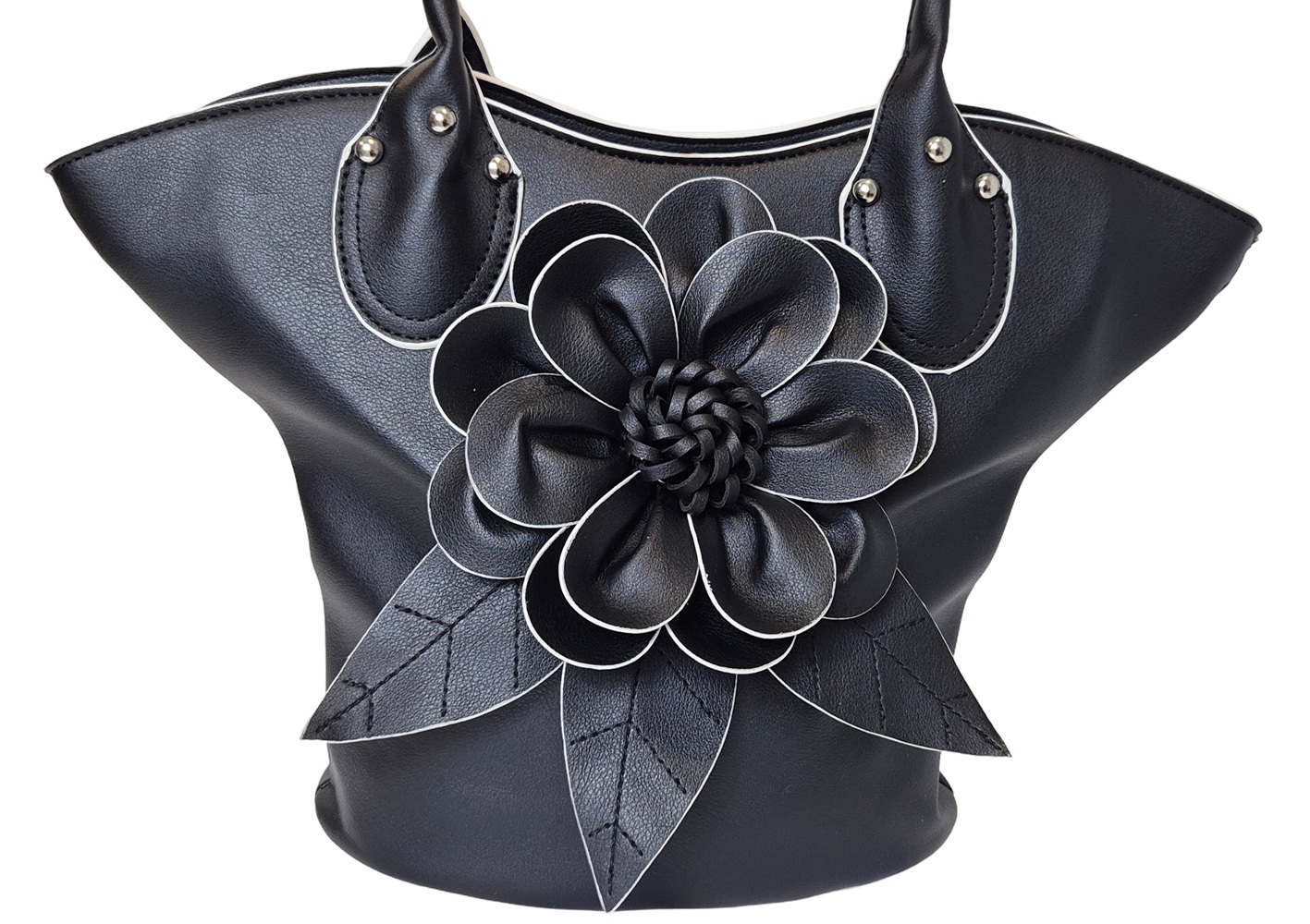 Elegant Flower Handbag 1030-B Black