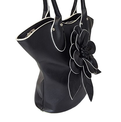 Elegant Flower Handbag 1030-B Black