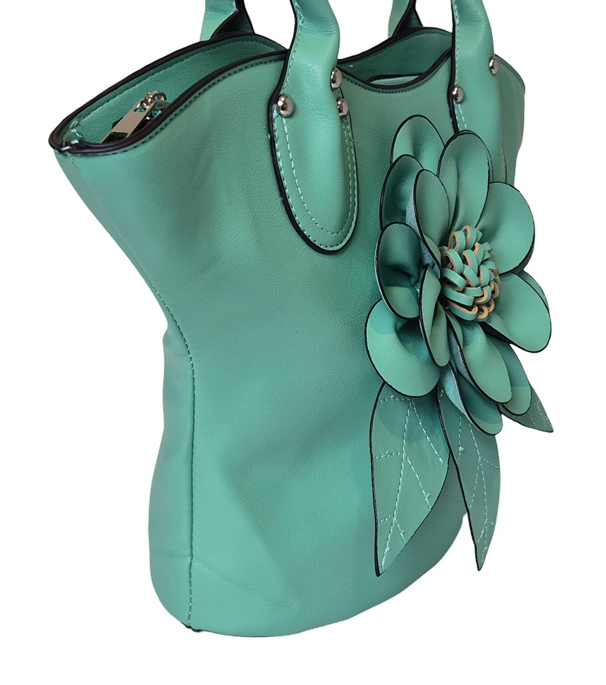 Elegant Flower Handbag 1030-C Turquoise